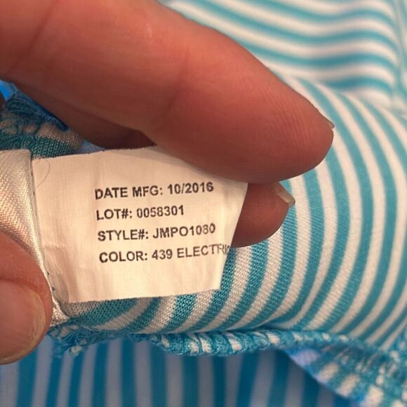 Johnnie O Prep-FormanceStriped Golf Polo Shirt Blue White Size XL Short Sleeve - Picture 8 of 8